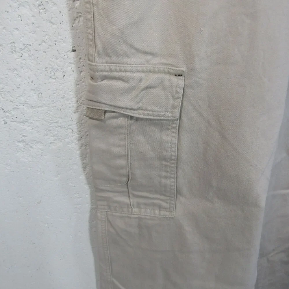 SUBURBAN Men's Size 32 Khaki Y2K Cargo Pants 100% Cotton Relaxed Fit 31 Inseam